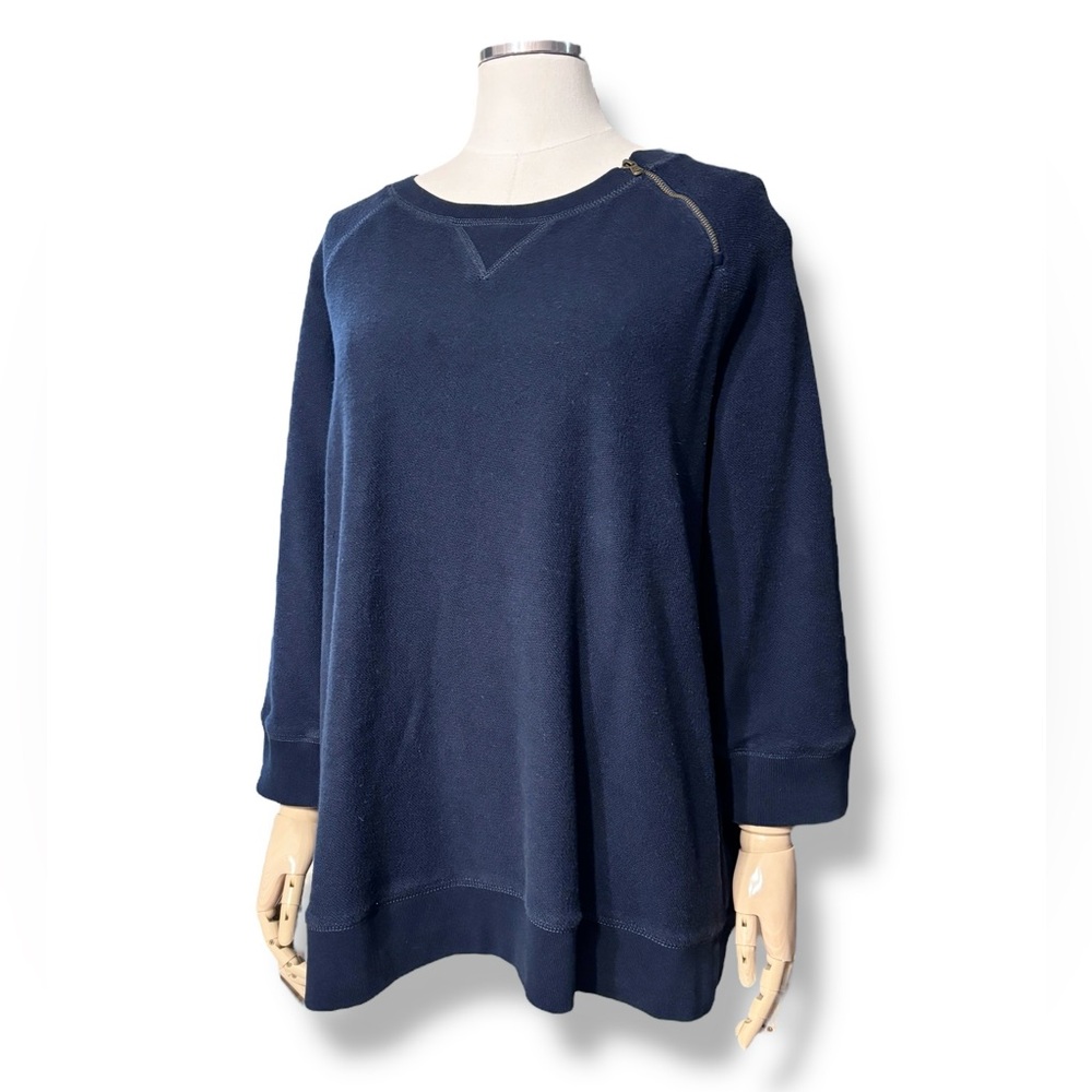 LAUREN RALPH LAUREN Navy French Terry Pullover Sweatshirt